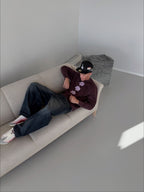 BLOMSTEN SWEATER - BORDEAUXRØD