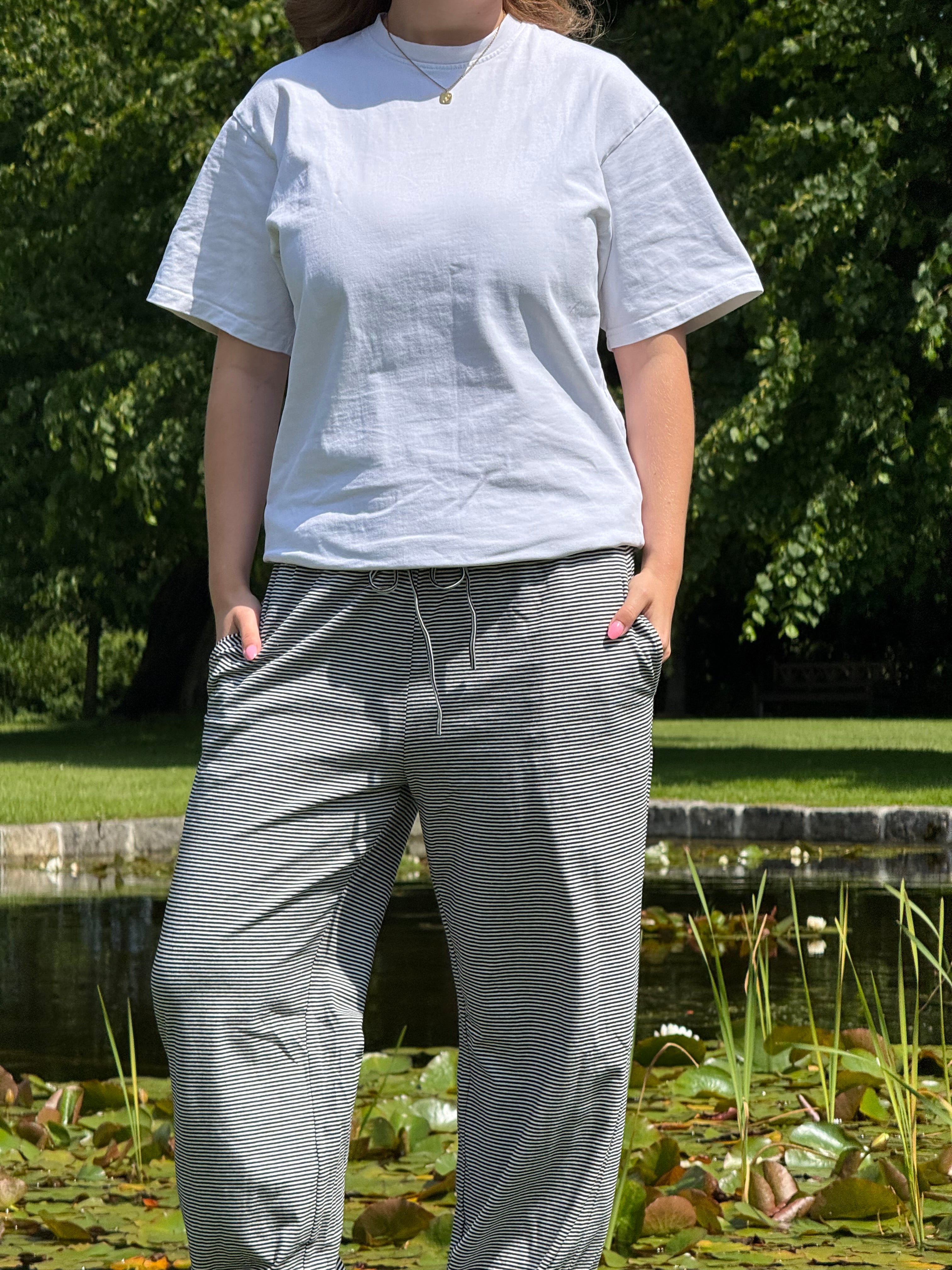Striped pants - Sort