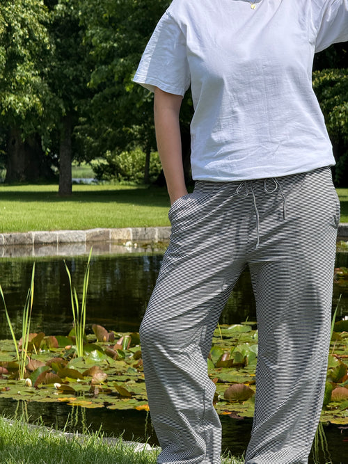 Striped pants - Sort