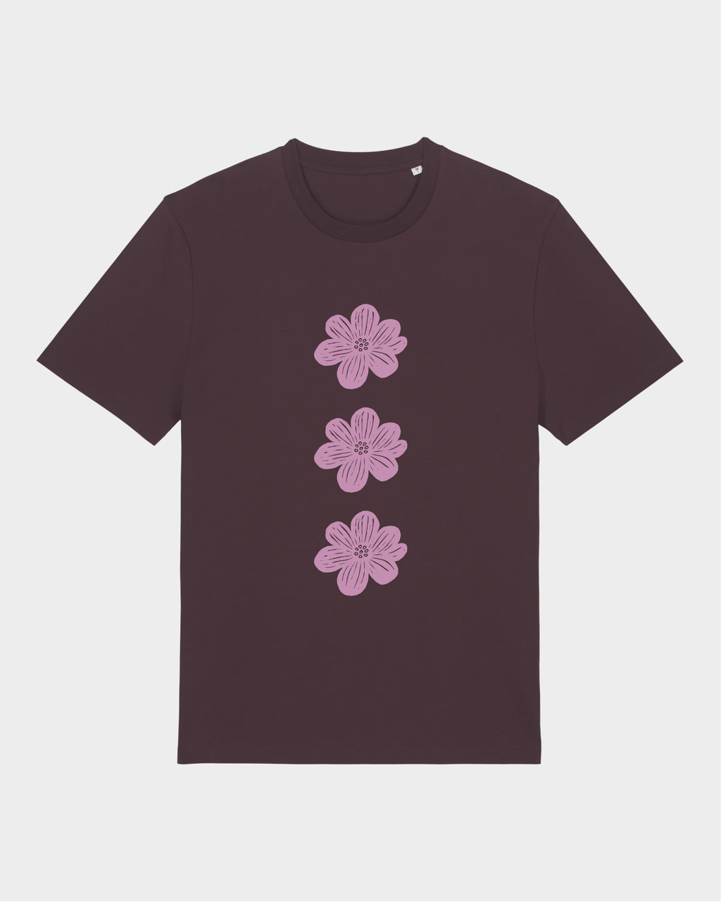BLOMSTEN TEE - BORDEAUXRØD